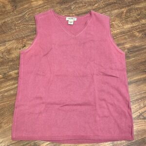 Eddie Bauer Knit‎ Sweater Vest Women's Medium Dusty Rose Pink Business Teacher